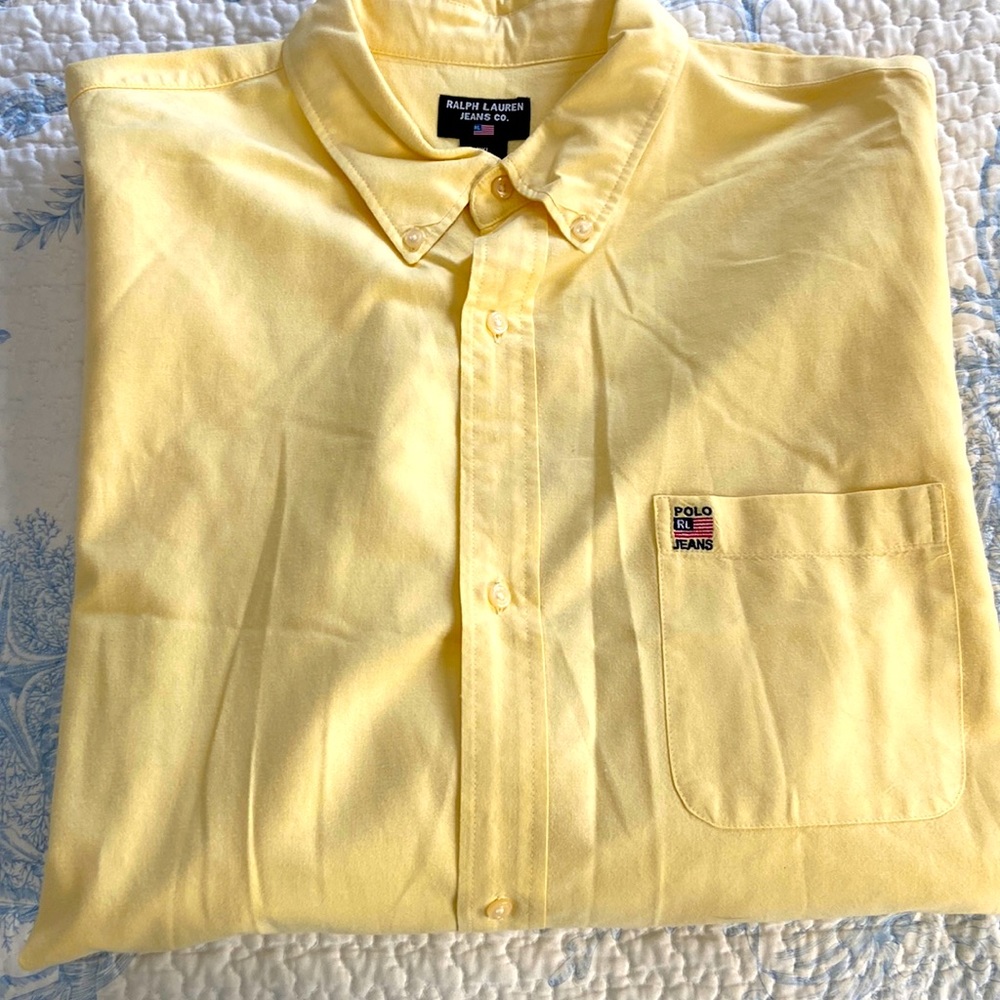 RALPH LAUREN JEANS CO. Mens dress shirt. Yellow. Size XXL.